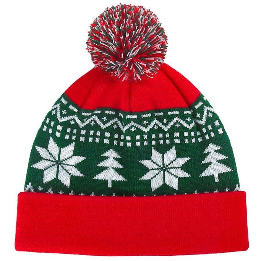 

Jacquard Wool Ball Christmas Hat