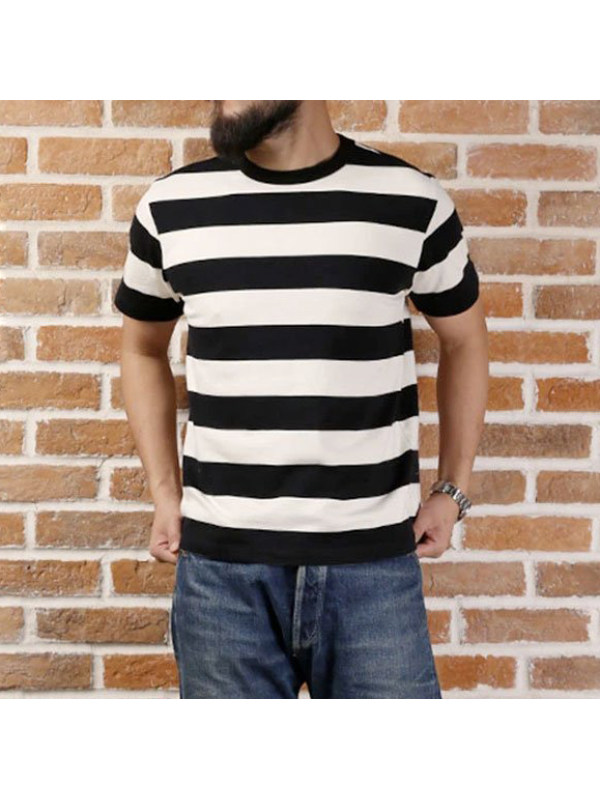 Heavy Wide Striped Prisoner Short Sleeved T-Shirt