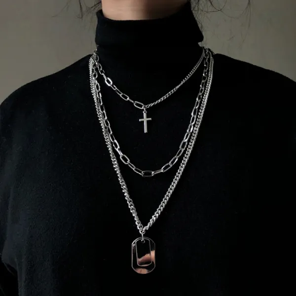 Multilayer Hip Hop Titanium Steel Cross Stacked With Necklace - Villagenice.com 