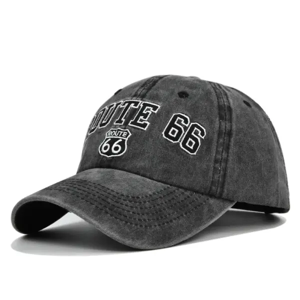 ROUTE 66 Embroidered Denim Washed Baseball Cap - Kalesafe.com 