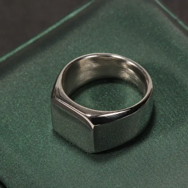 First Man Titanium Steel Jewelry Simple Light Body Square Male Personality Ring Smooth Titanium Steel Ring - Fineyoyo.com 