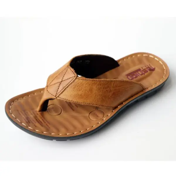 Men's Leather Flip Flops - Dozenlive.com 