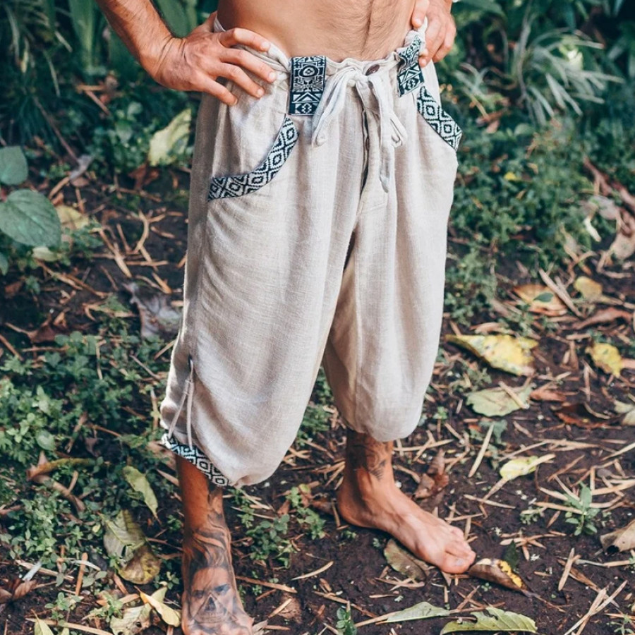 

Men's Boho Cotton And Linen Yoga Pants