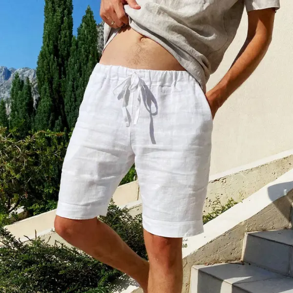 Casual Simple Linen Beach Shorts - Fineesa.chimpone.com 