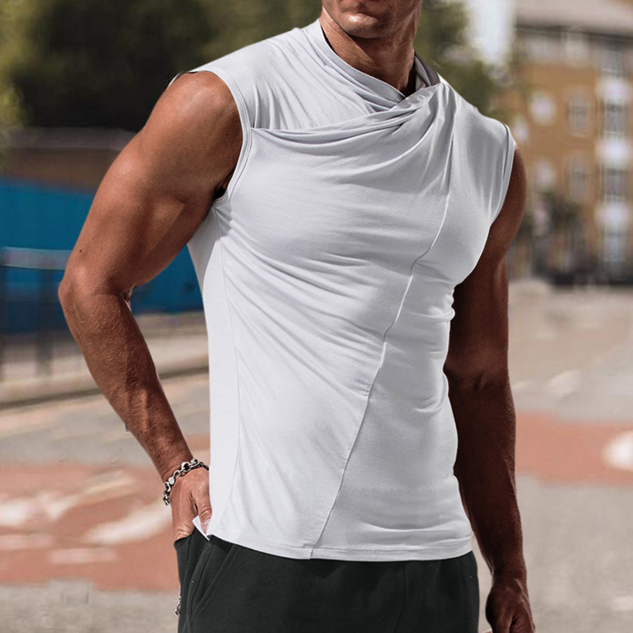 

Men's Solid Color Tank Top Casual Breathable Slim Fit Sleeveless T-Shirt