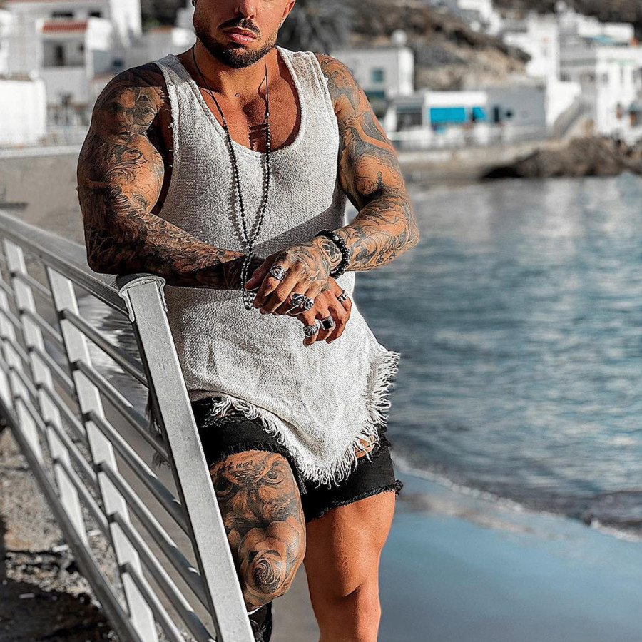 

Cotton And Linen Sweat-absorbing Leisure Vacation Pure Men's Vest