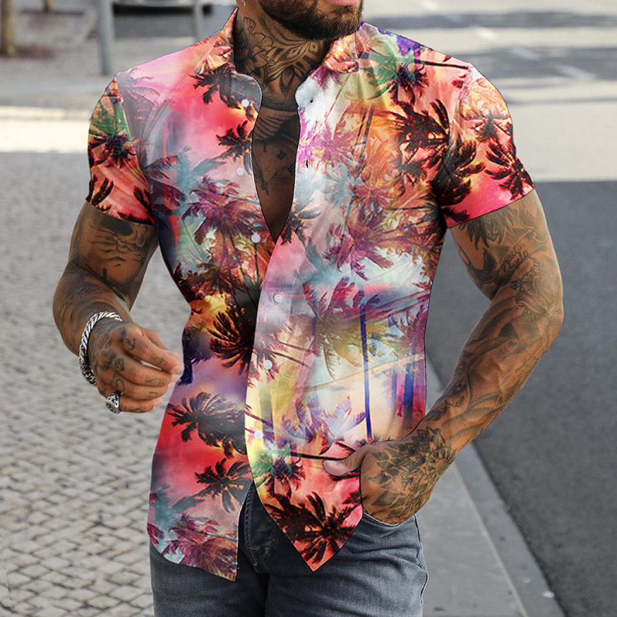 

Men's Seaside Beach Coconut Tree Short Sleeve Shirt