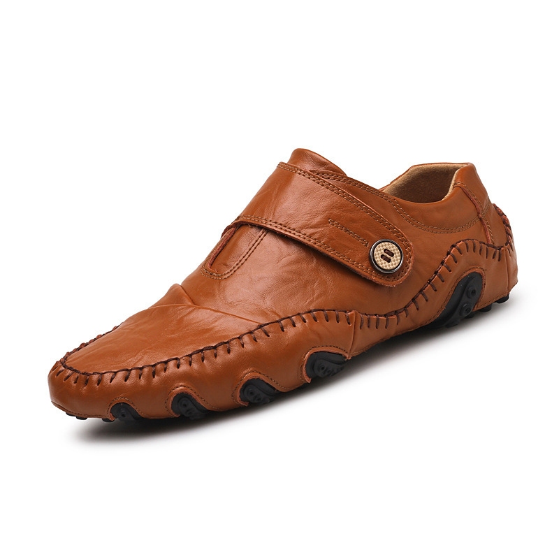 Men's Genuine Leather Velcro Chic Non-slip Wear-resistant Octopus Sole Casual Shoes
