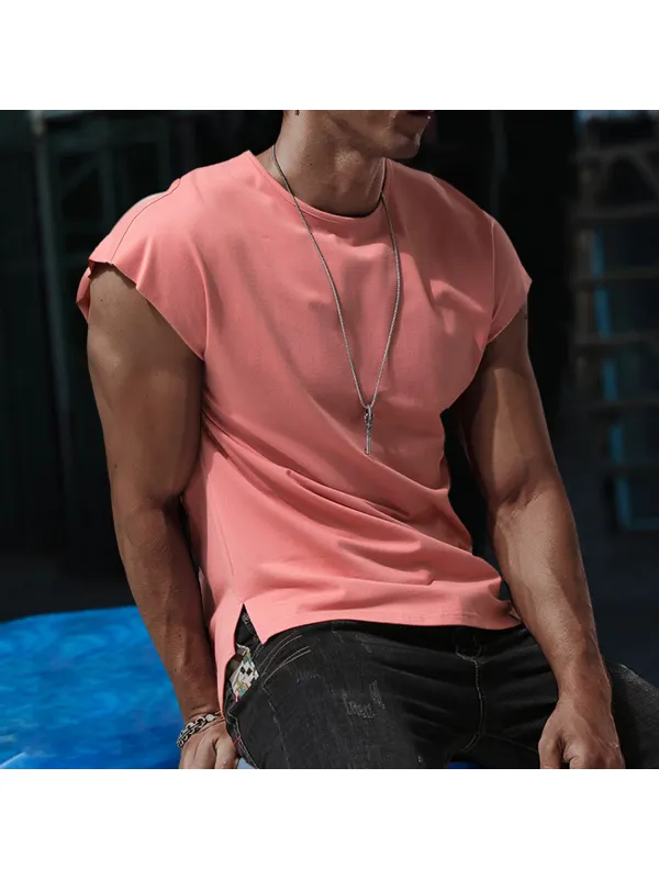 Men's Casual Solid Color Tank Top Breathable Sleeveless T-Shirt - Valiantlive.com 