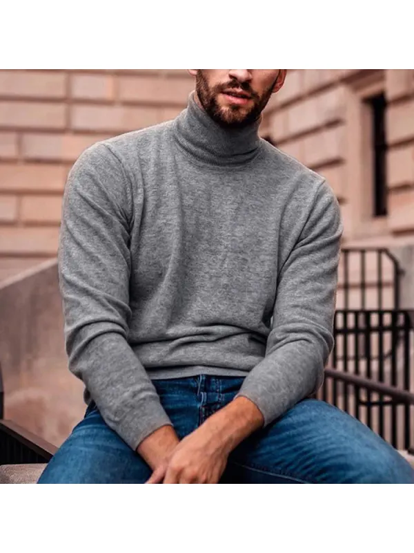 Men's Casual Long Sleeve Turtleneck Sweater - Ootdmw.com 