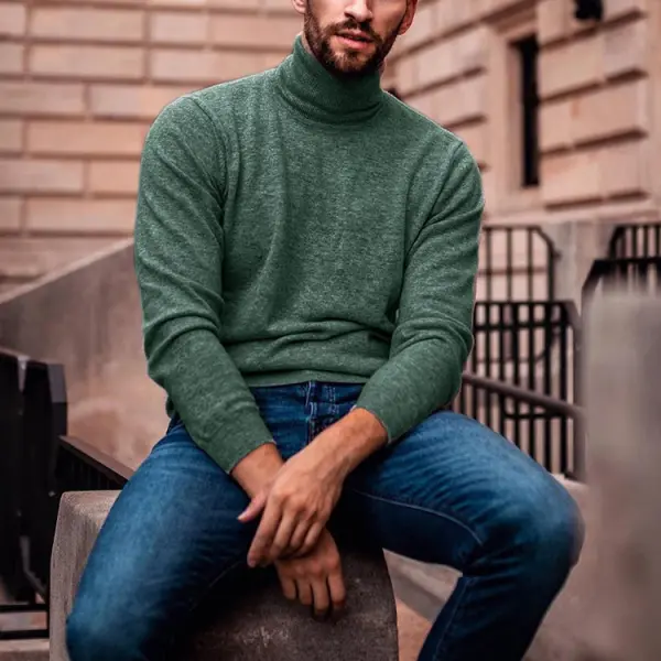 Men's Casual Long Sleeve Turtleneck Sweater - Sanhive.com 