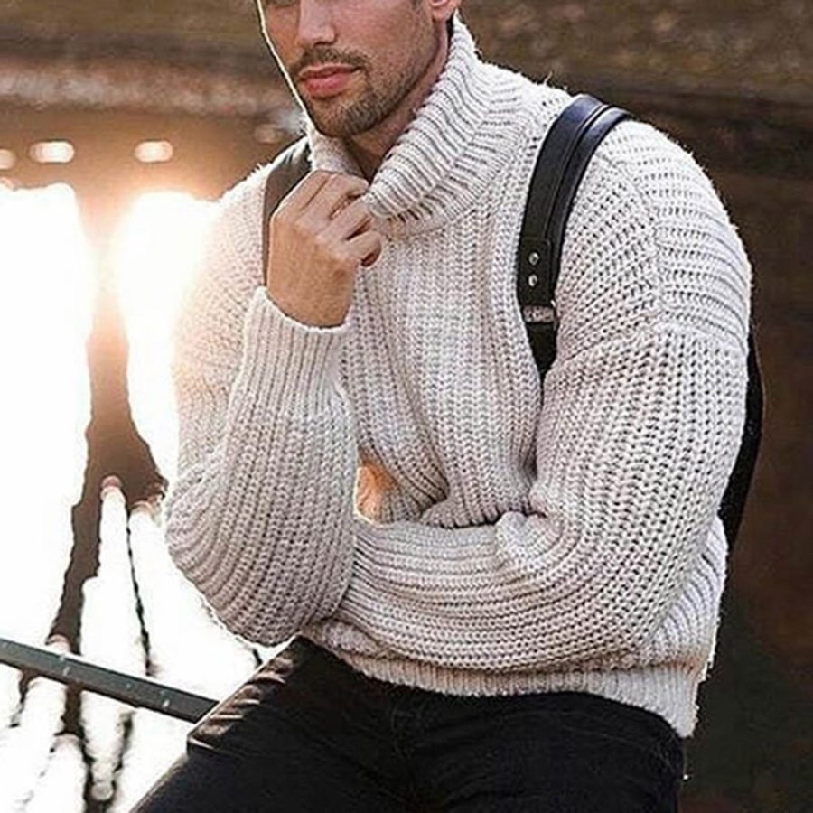 

Men's Casual Warm Solid Color Turtleneck Long Sleeve Sweater