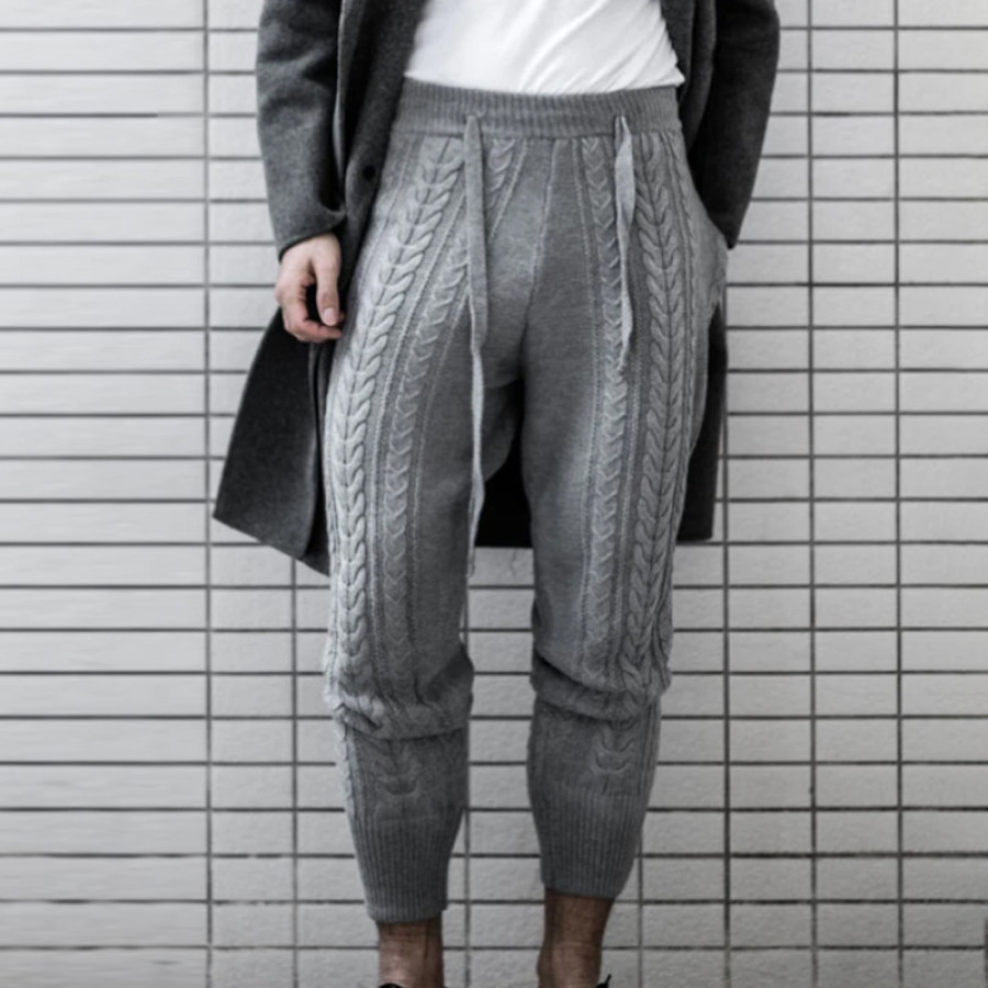 

Men's Casual Comfortable Solid Color Warm Wool Trousers