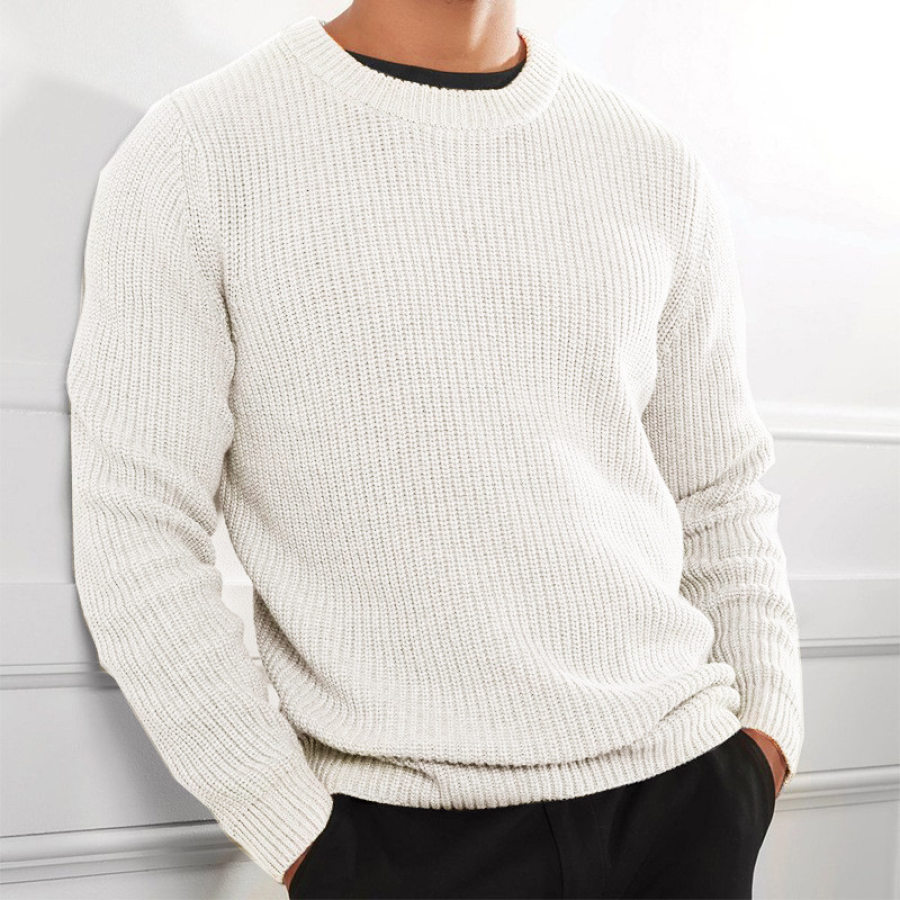 

Men's Casual Solid Color Pullover Sweater