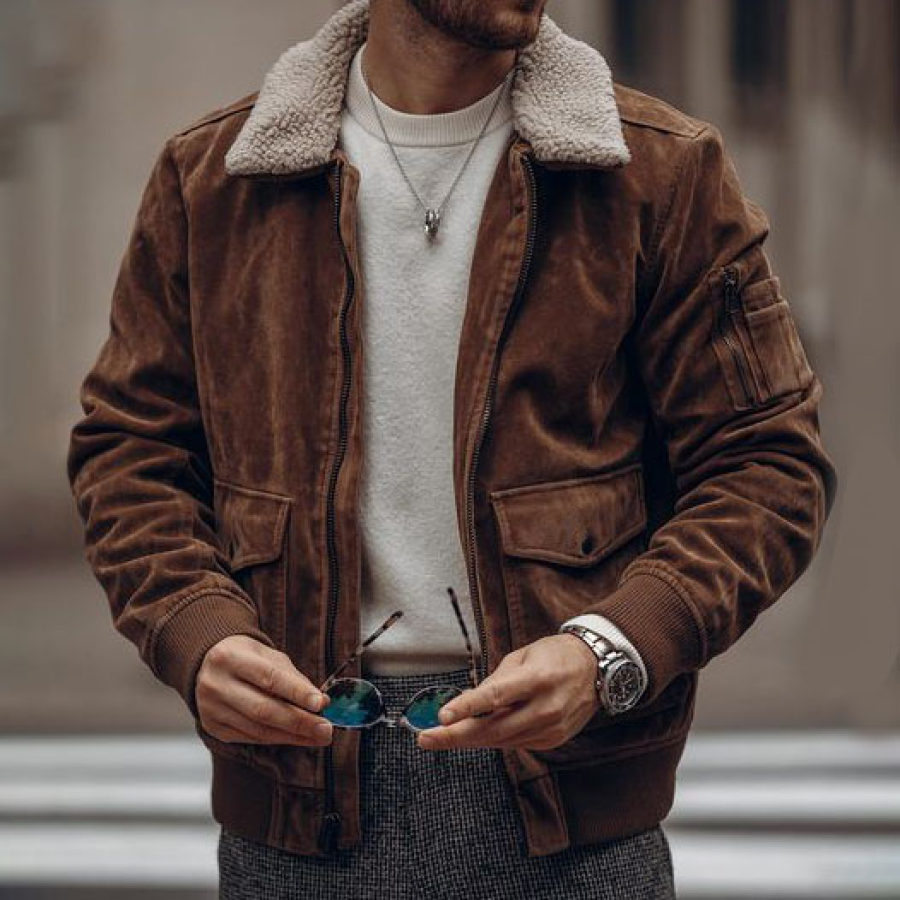 

Men's Vintage Dark Brown Suede Jacket