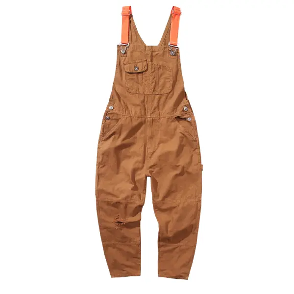 Overalls Men's Net Red Loose Straight One-piece Overalls Trend All-match Ripped Retro Casual Jeans Trend - Mobivivi.com 