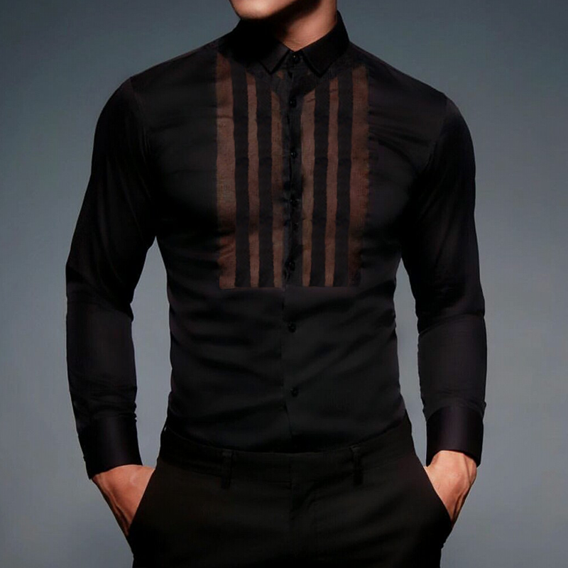 Men's Elegant And Sexy Striped Patchwork Shirt