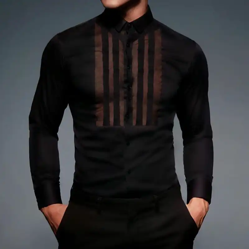Men's Elegant And Sexy Striped Patchwork Shirt