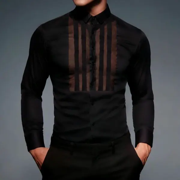 Men's Elegant And Sexy Striped Patchwork Shirt - Fineyoyo.com 