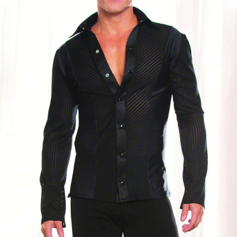 Diagonal Stripe Transparent Nightclub Sexy Men's Shirt