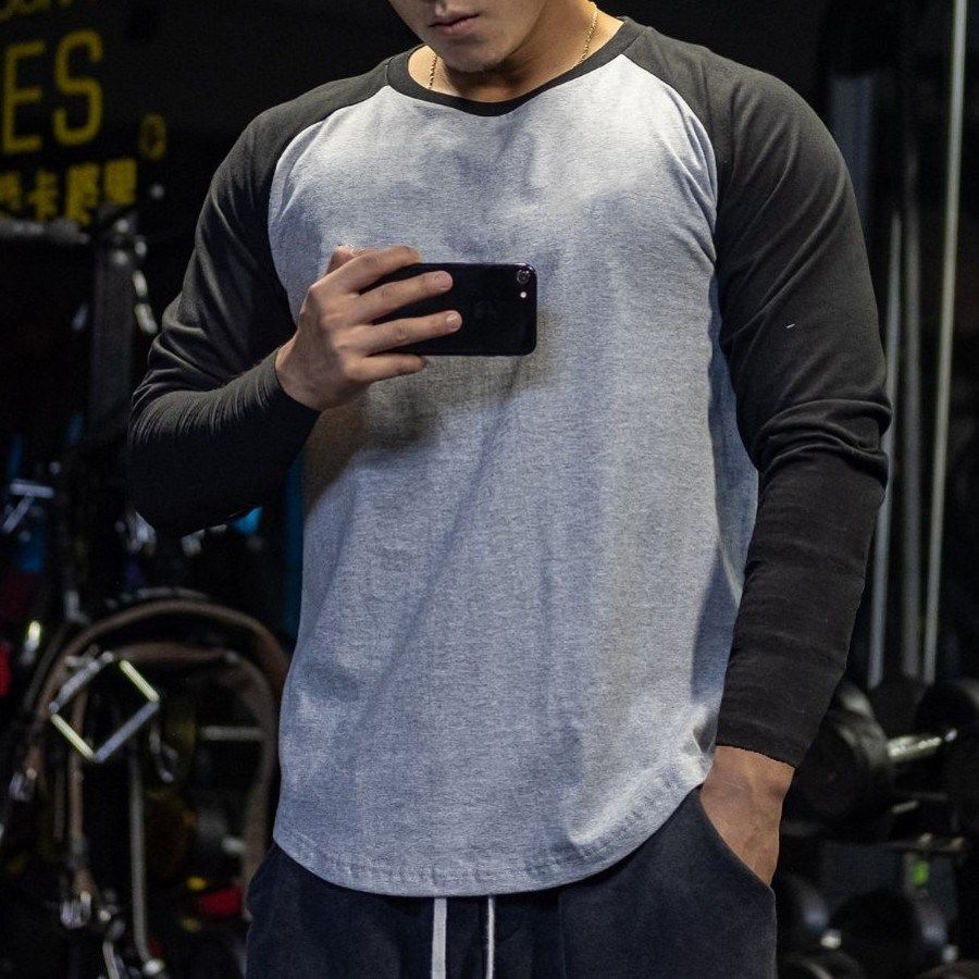

Men's Casual Tight Colorblock Long Sleeve T-Shirt
