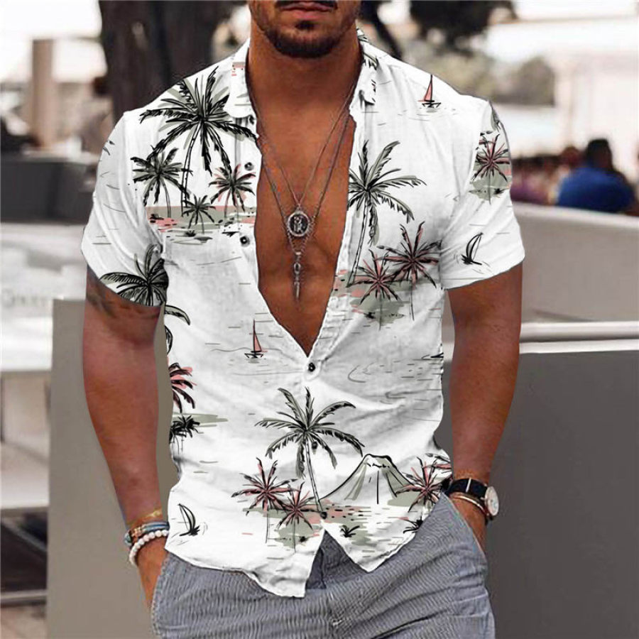 

Camisa De Praia Casual Masculina Hawaii Coconut