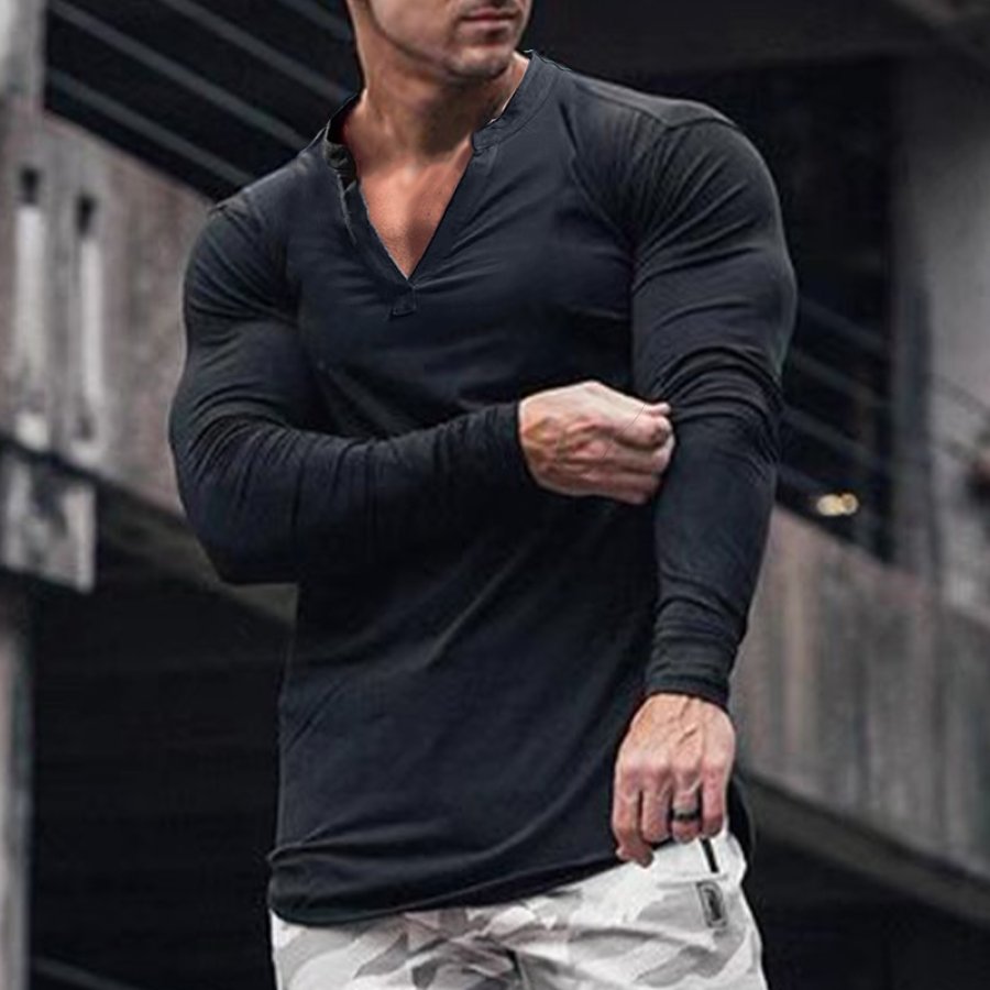 

Men's V-neck Tight Casual T-shirt