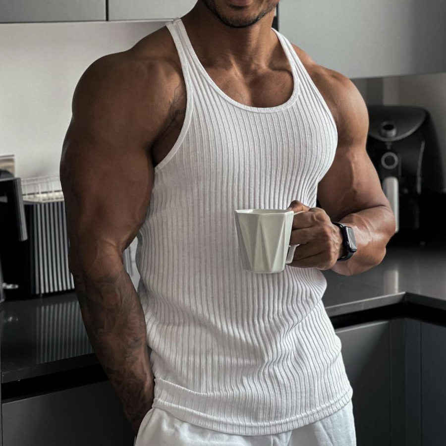 

Men's Solid Color Fitness Sports Slim Knitted Vest