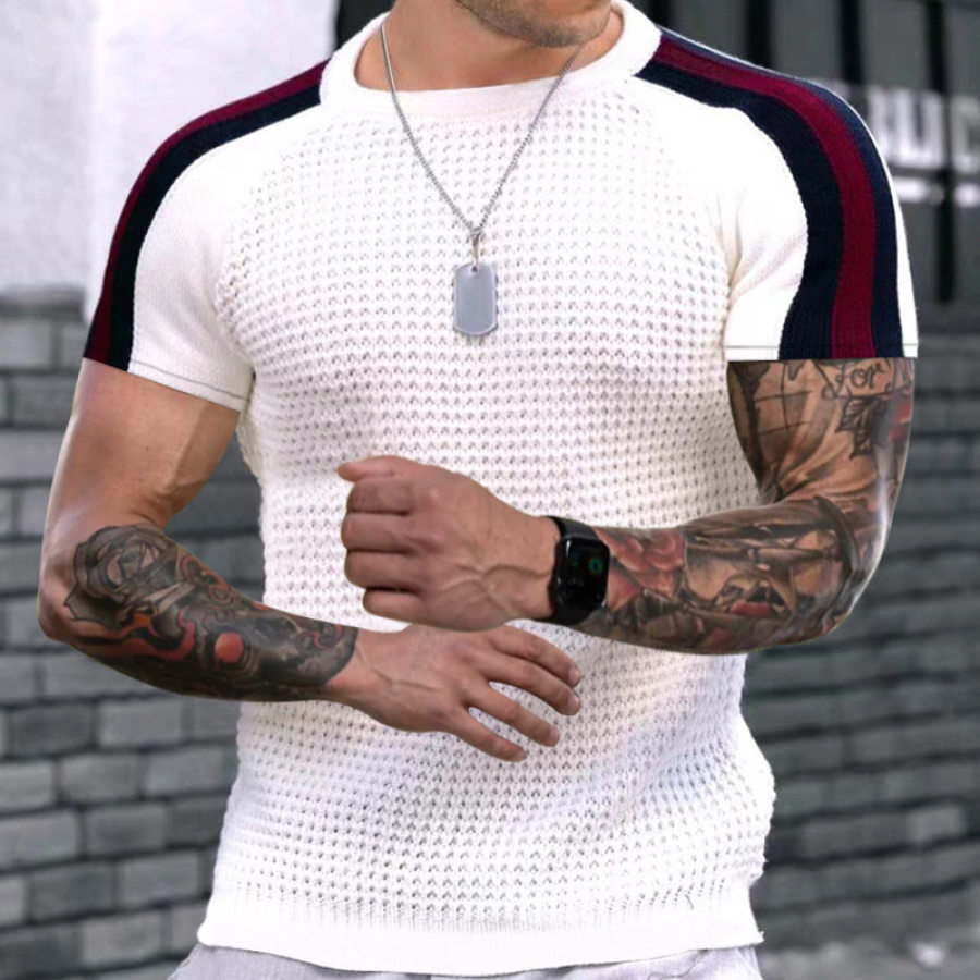 

Men's Casual Loose Waffle Knitted T-shirt