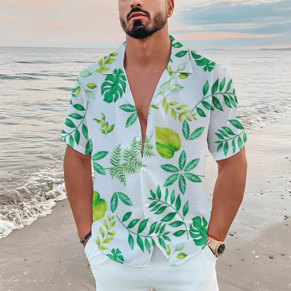 Men's Hawaiian Floral Print Beach Shirt - Blaroken.com 