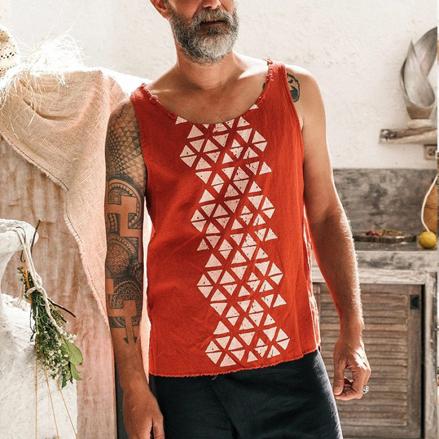 

Mens Cotton And Linen Sleeveless Hooded