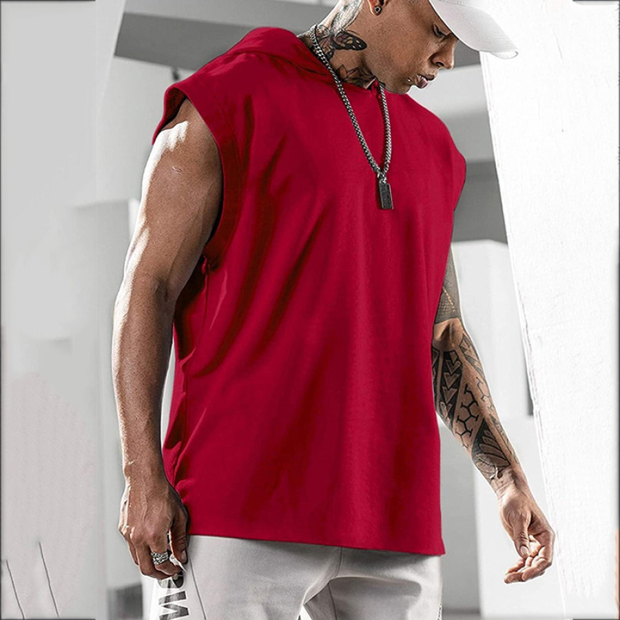 

Loose Hooded Sleeveless Sports Fitness Shirt