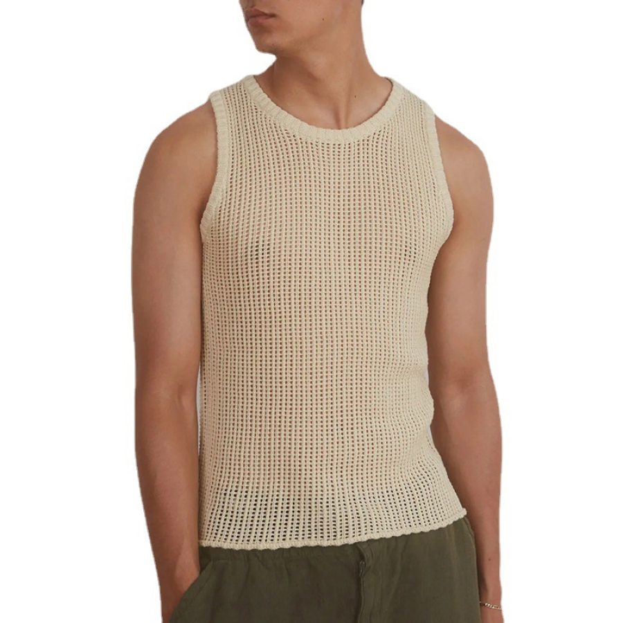 

Men's Solid Color Hollow Sexy Knitted Vest