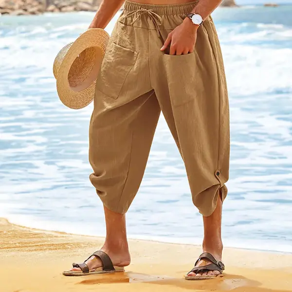 Men's Linen Shorts Beach Shorts Capri Pants - Menilyshop.com 