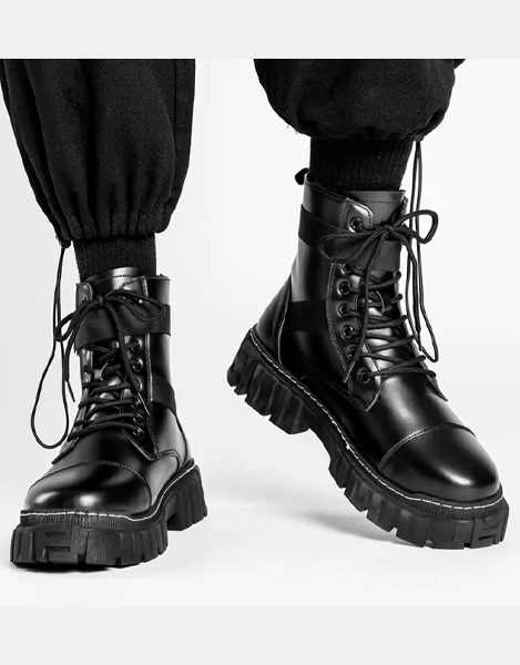 High-top Dark Functional Leather Boots