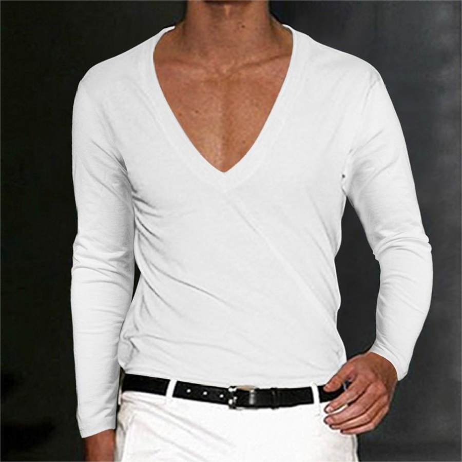 

Men's Retro Casual V-Neck Long Sleeve T-Shirt