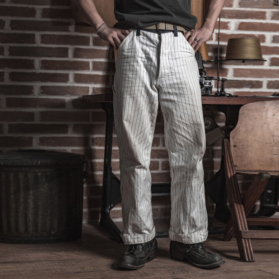 

Bronson 1950s Mechanic Work Pants Railroad Carpenter Stripe Trousers Workwear