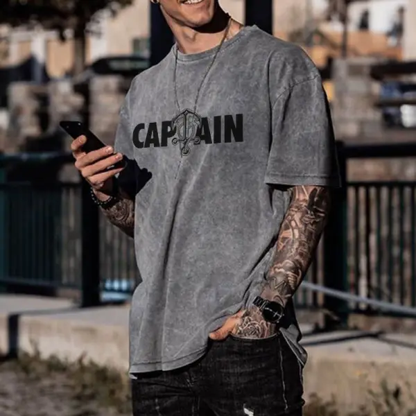 Men's 'CAPAIN' Casual Print T-Shirt - Fineyoyo.com 
