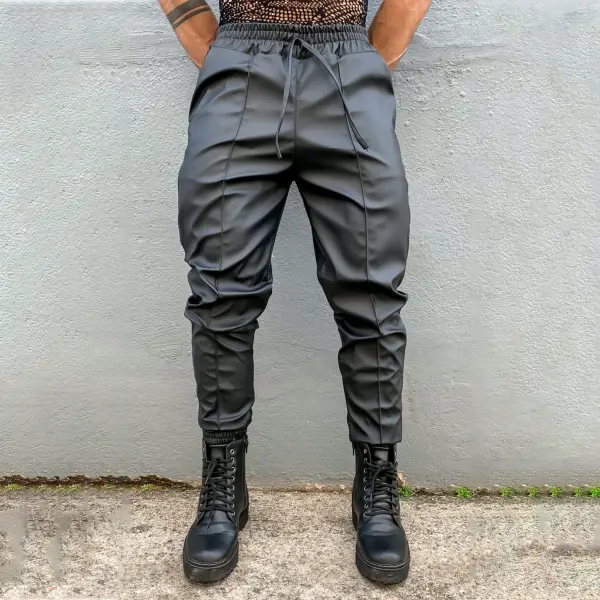 Men's Casual Leather Pants - Chrisitina.com 