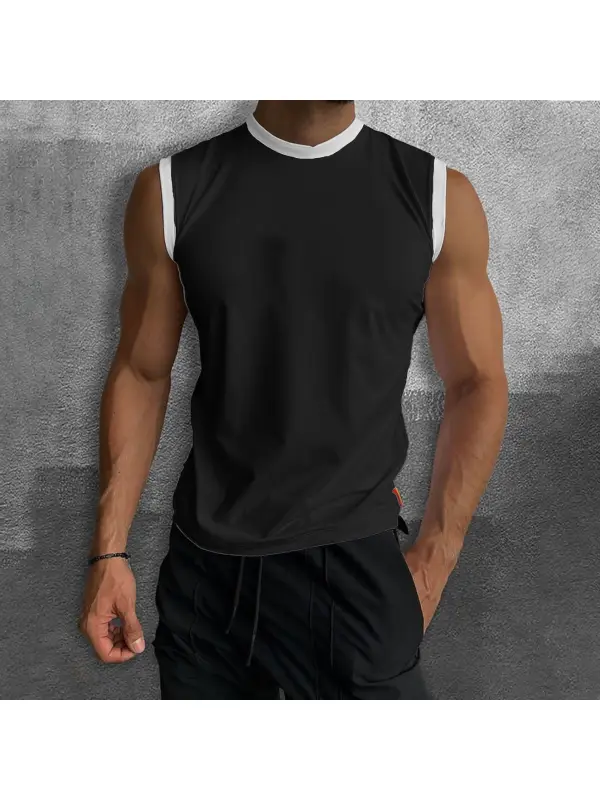 Men's Color Matching Simple Slim Fit Sleeveless - Ootdmw.com 