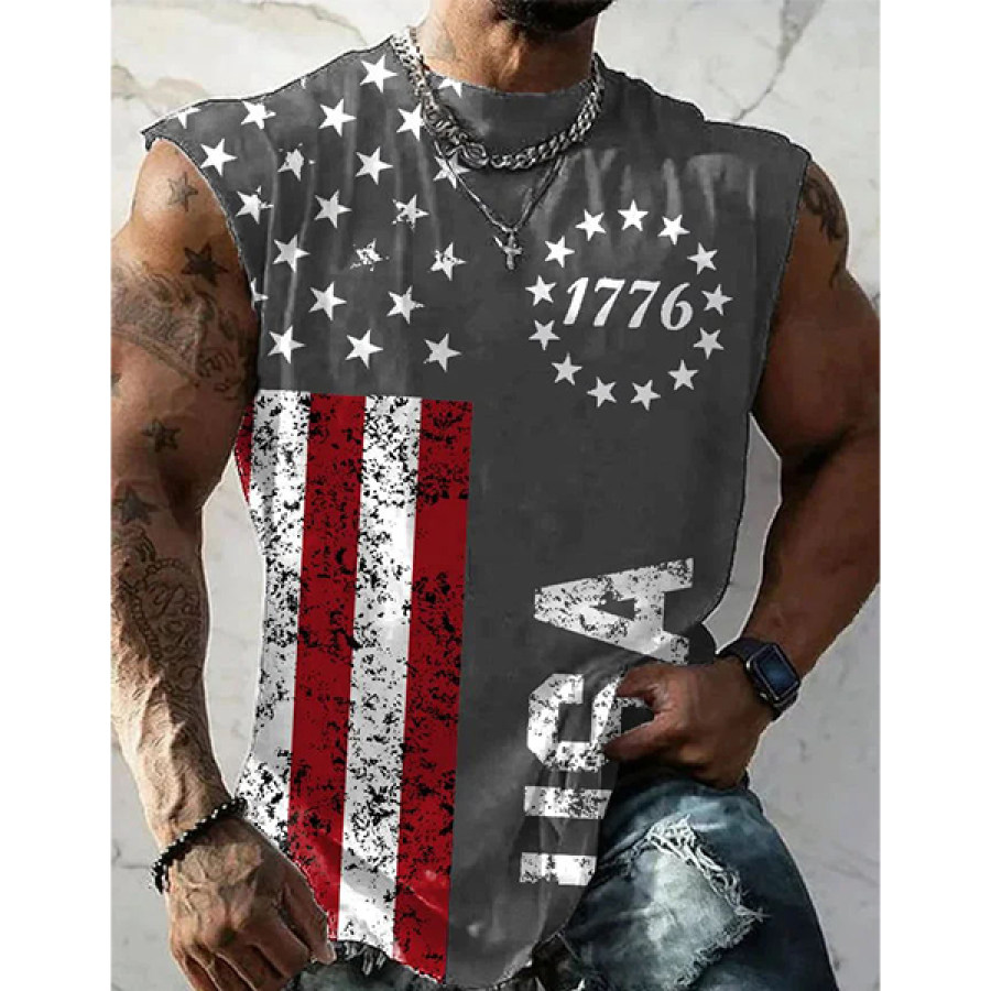 

Men's TanK Top Summer Casual 1776 American Independence Day Printed Vest Sleeveless Top