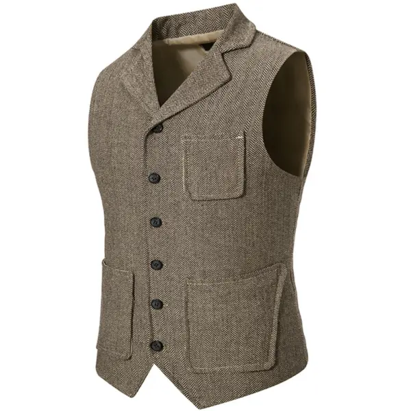 Men's Vintage Lapel Pocket Vest - Menilyshop.com 