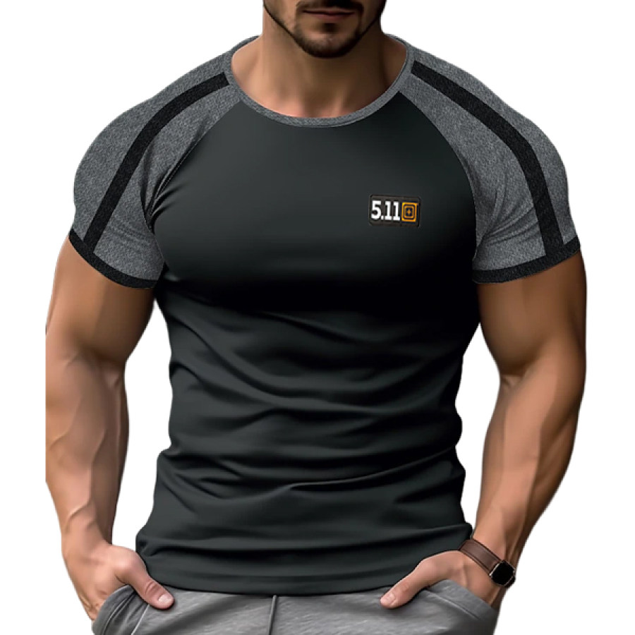 

Men's Crewneck T Shirt Outdoor 511Color Block Tee Raglan Sleeve Vacation Short Sleeves Clothing Basic Casual
