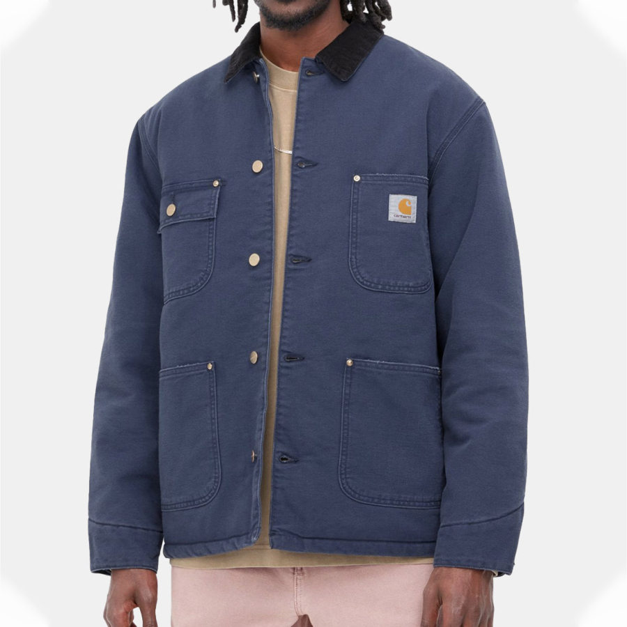 

Chaqueta De Hombre Vintage Bolsillo Solapa Lona Exterior Abrigo Azul