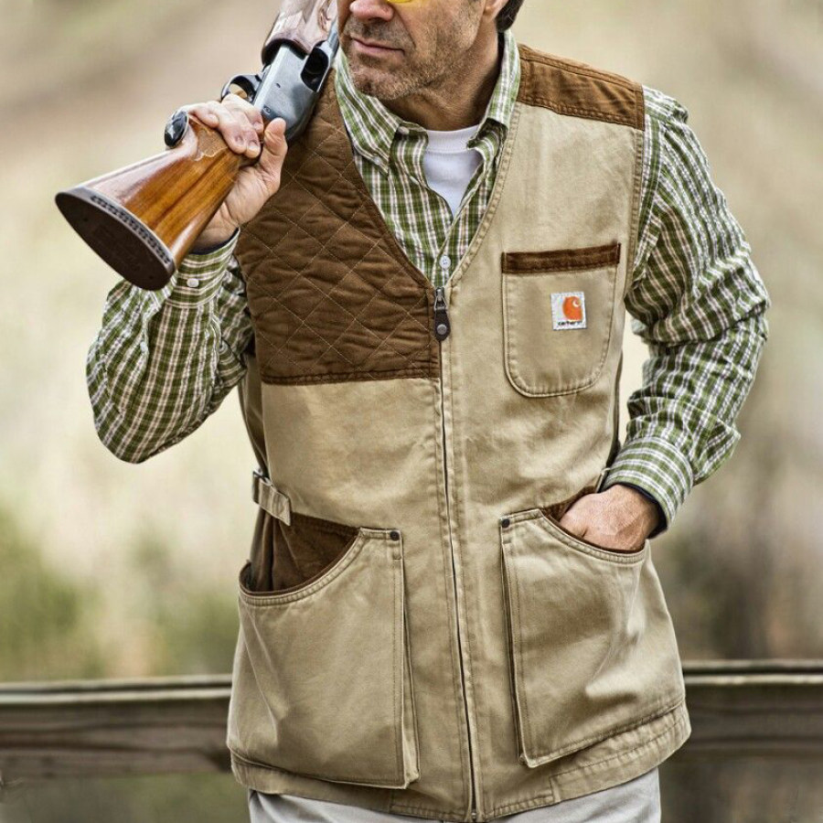 

Gilet Tattico Da Uomo Con Gilet Da Lavoro Multitasche A Contrasto Retrò
