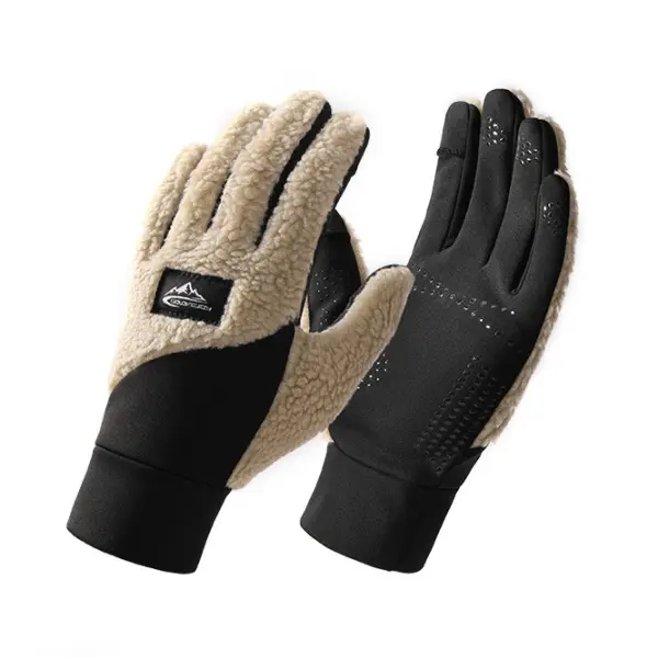 Men's Outdoor Fleece Warm Touch Screen Cycling Windproof Gloves - Fineyoyo.com 