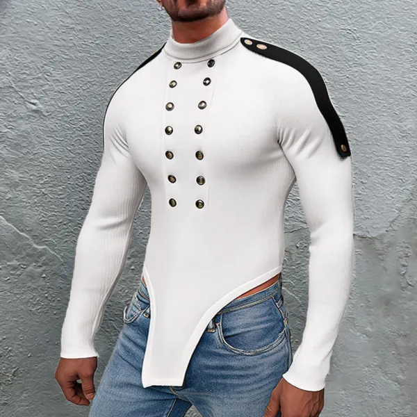 Men's Double Breasted Statement Long Sleeve Top - Ootdyouth.com 