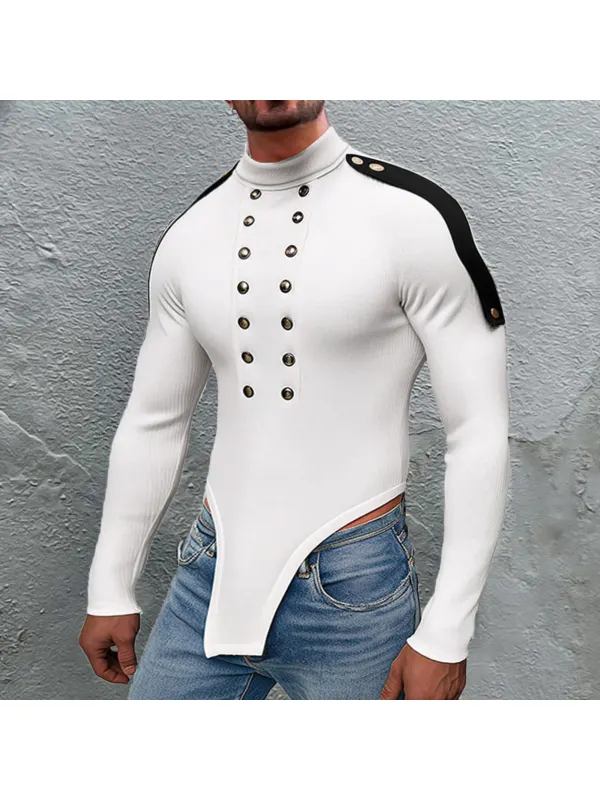 Men's Double Breasted Statement Long Sleeve Top - Valiantlive.com 