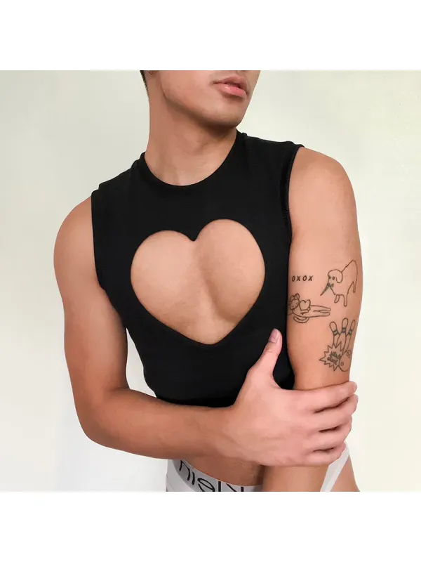 Men's Sexy Love Hollow Vest - Ootdmw.com 