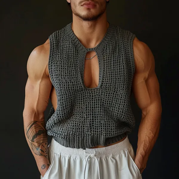 Men's Spring And Summer Holiday Personalized Knitted Sleeveless Tank Top - Villagenice.com 
